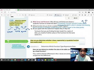 EnVision Algebra 1 Lesson 8-5: Linear, Exponential, and Quadratic Models