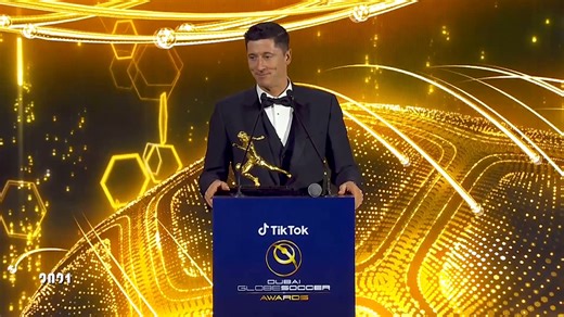 6.1K views · 828 reactions | Recap the moment Robert Lewandowski took centre stage to graciously accept the 2020 Dubai Globe Soccer Awards Player of the Year. Lewandowski delved into his journey to success and what it felt like to stand amongst legends like Cristiano Ronaldo and Messi. | Globe Soccer | Facebook