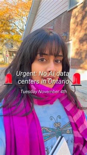 Karishma | Climate Girl 🌏 on Instagram: "No out-of-control AI data centres in Ontario! If you live in Ontario, you have until 11:59pm today, November 4th, to make your voice heard. @climatefastaction has put together an excellent sheet of copy-paste submissions that is linked in my bio if you are in a pinch. As well, Jonathan Montpetit for @cbc has done some excellent reporting on this. You can listen to the AI data center episode on What on Earth @cbcpodcasts , or read his article with 