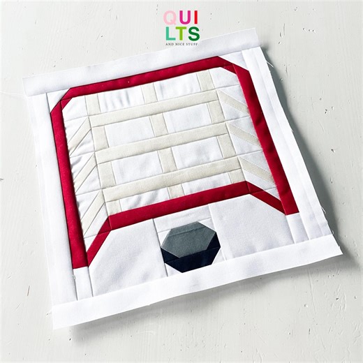 PDF Quilt Block Pattern – Ice Hockey Goal – Sport Quilt