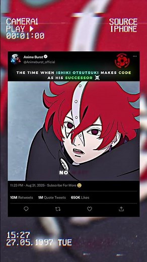 The Time When Ishiki Otsutsuki Makes Code As His Successor ☠️ #shorts #naruto #boruto #viral