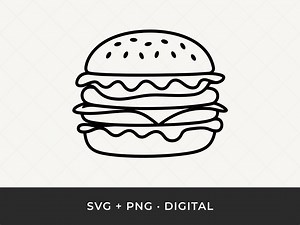 Hamburger SVG: Outline Cut File for Cricut - Etsy Australia