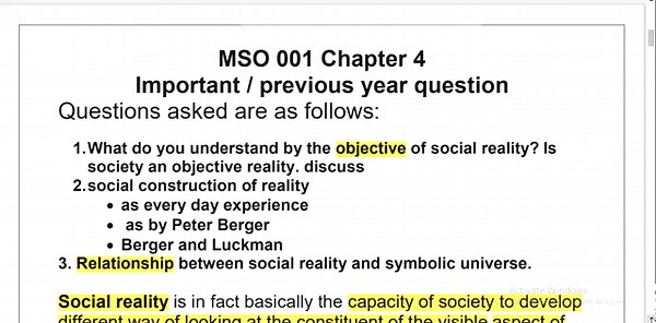 Ignou MA Sociology || MSO-001 || Chapter-4 Social Construction of Reality || Detailed explanation