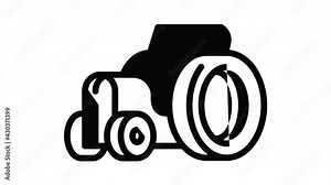 Farm tractor icon animation outline best object on white background