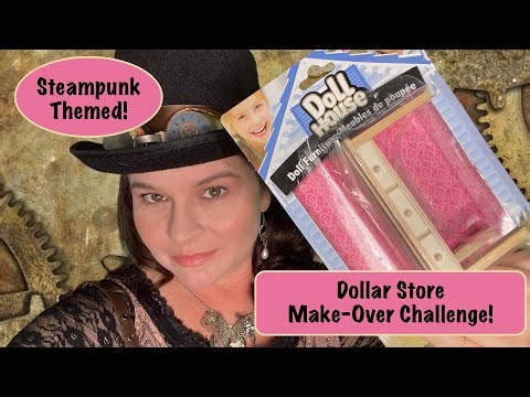 Dollar TREE Dollhouse Furniture Make-Over Challenge! STEAMPUNK VANITY!