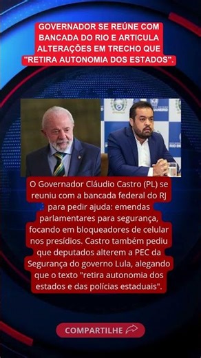 REFORÇO NO RJ 🤝 Castro cobra Deputados por EMENDAS e pede MUDANÇA na PEC da Segurança!