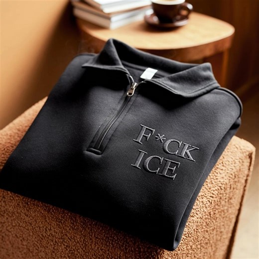 Embroidered Quarter Zip Sweatshirt, Abolish Ice, Pro-immigration Tee - Etsy