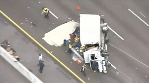 2 lanes blocked after box truck rolls over on the Florida's Turnpike