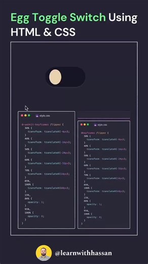 Funny Egg Toggle Animation Switch Using HTML CSS, A Cool Toggle that blow your mind . . #animation #button #htmlcss #glowing #html