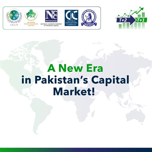 A New Era in Pakistan’s Capital Market! Trades executed on the Pakistan Stock Exchange will now be settled in 1 business day, faster than the previous 2 business day cycle. National Clearing Company of Pakistan Ltd CDC Pakistan Stock Brokers Association SECP #TPlus1 #SettlementCycle #PSX #CDC #SECP #NCCPL #CapitalMarket #MarketEfficiency | Pakistan Stock Exchange Limited