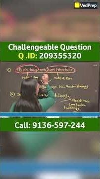 Challengeable Question CSIR NET Dec 2025 | Q ID: 209355320 | VedPrep Biology Academy