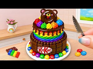 Surprised Mini Tiny Rainbow Chocolate Cake 💕 ASMR Mini Cake Recipes 🎂 How To Cake