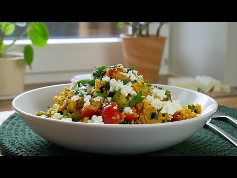 Couscous Salad with Veggies & Feta Cheese (Recipe) || [ENG SUBS]