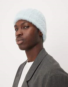 ASOS DESIGN knitted eyelash beanie in light blue | ASOS