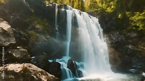 beautiful waterfall view in the mountains, footage, 4k footage, videos