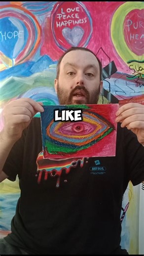 fantastic psychedelic colourful eye drawing in oil pastel