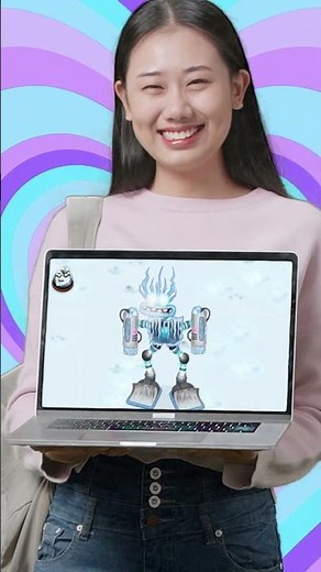 Pretty girl proudly shows off her Epic Wubbox Cold Island in My Singing Monsters