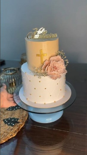 FIRST HOLY COMMUNION CAKE | HAND MADE FONDANT PEONY 🤍✨