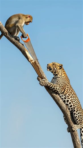 200 IQ Escape Move! 😳 #wildlife #animalplanet #monkeysmart