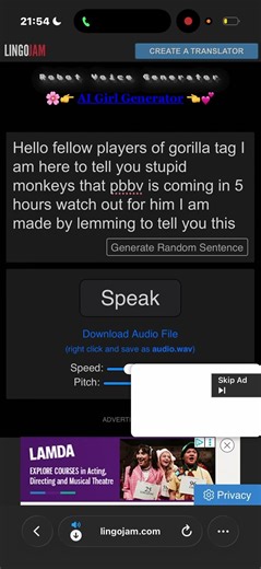 Gorilla tag warning bot sound #gtag #gorillatag #warningbot #sound #AIgenaratedvoice