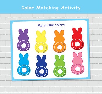 Bunny Color Matching Activity for Kids, Toddler Color Printables