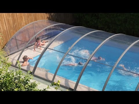 🌊✨ Klasik Clear B Retractable Pool Enclosure in Action! 🏊‍♂️🔝