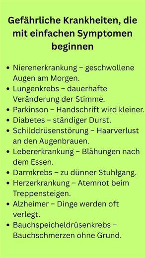Gefährliche Krankheiten und ihre frühen Symptome, die du nicht ignorieren solltest