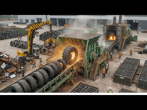 Inside the Recycling Factory–How Millions of Old Tires Turn Into Durable Rubber Brick (Full Process)