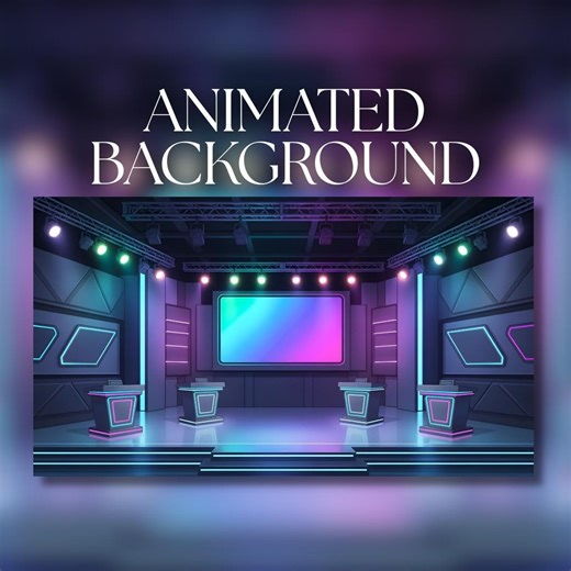 Animated Background | Quiz Show Studio Stage | Virtual TV Game Show Set | Neon RGB Lighting | MP4 Digital Download | AB438 - Etsy UK