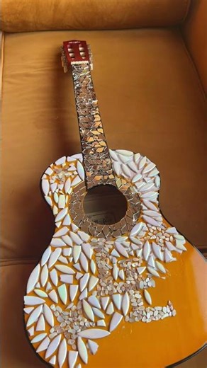 Making a mosaic guitar! #mosaic #guitar #art #gift