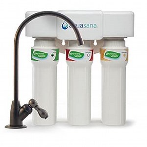 Aquasana Under Sink Water Filter System - Reduces PFAS, Lead, & Chlorine in Drinking Water - Under Counter Claryum Filtration for Kitchen - 3-Stage Max Flow - Oil-Rubbed Bronze Faucet - AQ-5300+.62