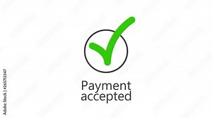Vidéo Stock Payment accepted. Green check mark symbol. Matte luma. Animation financial icons. Virtual wallet. Mobile payments. Graphics with alpha channel. NFC technology. POS terminal for electronic money