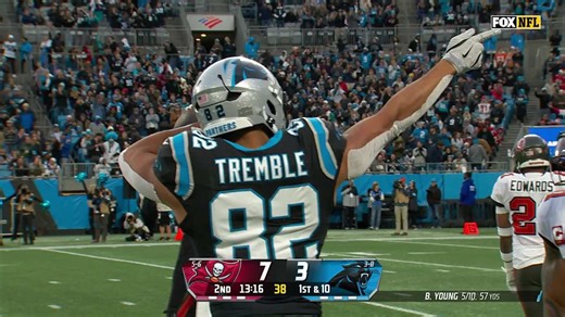 Bryce Young finds Tommy Tremble on the run for 38-yard gain