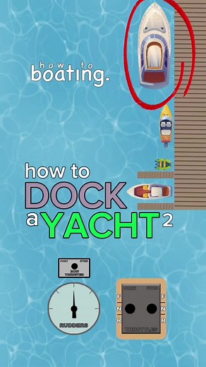 How to DOCK a YACHT 2: Get out of forward to slow down. Start to turn right after getting around this docked boat, then approach the slip at 45°. Rutters and port forward help turn quickly. Keep it slow, so go back to neutral. Go forward again to get enough momentum to the dock. We start turning with Port in reverse and rudder, then some help slowing down with starboard. Split the sticks to spin parallel to the dock. Then crabwalk in with the throttles and the bow thruster. #howtoboating #howto