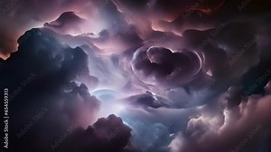 In this captivating image, an expansive nebula, reminiscent of a celestial smoke ring, unfurls across the cosmos, emitting a soft and ethereal glow that dances a the stars. Abstract video