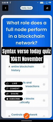 Syntax Verse quiz answers today |10&11 November Syntax Verse quiz answer|Syntax Verse quiz answer