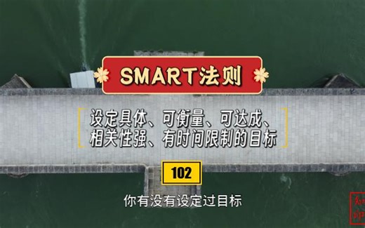 SMART 目标设定法：设定具体、可衡量、可达成、相关性强、有时间限制的目标。