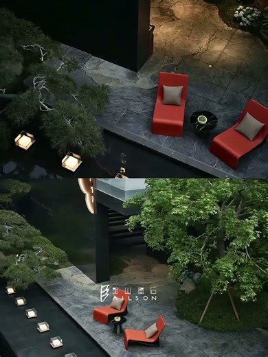 The texture of the stone paving carries the ruggedness of the wilderness. #stone #construction