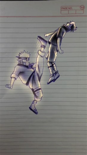 Naruto VS Sasuke fight pen sketch #shorts #animedrawing