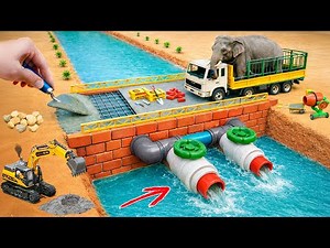 DIY Mini Tractor Science Project Builds a Strong Concrete Bridge After a Crocodile Destroyed It