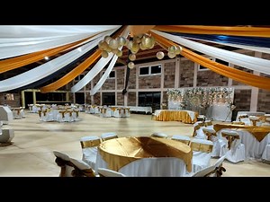 Decoración de salón para Boda en Dorado y azul marino