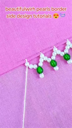 Beautiful Hand Embroidery with Pearl Border Design Tutorial