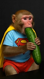 1.6K views · 17 reactions | Adorable Superman Monkey Enjoys Cucumber – Must Watch! 勒 | Monkey Krabi | Facebook