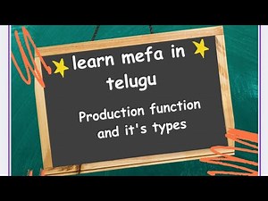 "Managerial economics and financial analysis in telugu | production function and it's types"