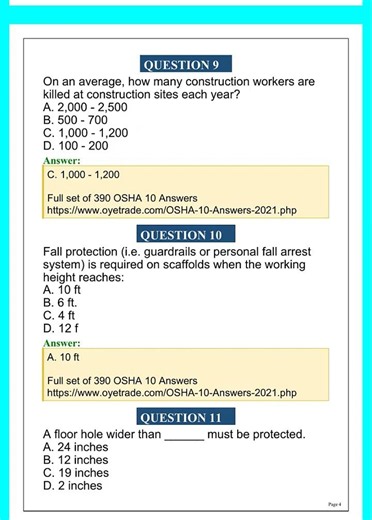OSHA 10-Hour Quiz Answers 2026 | Full Practice Test & Exam Review (Best Choice)