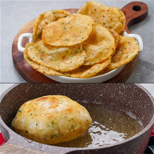 Make your evening special with this Garma Garam Aloo Suji Puri! This crispy and flavorful puri is made with semolina (suji), potatoes, and a few home ingredients. #AlooPuri #PotatoRecipe #SujiPuri #KhastaPuri #IndianSnacks #BreakfastRecipe | N'Oven - Cake & Cookies