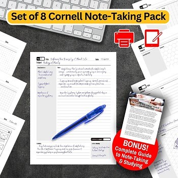 Cornell Notes Templates - 8 Different Note-Taking Sheets for Study, Home or Work