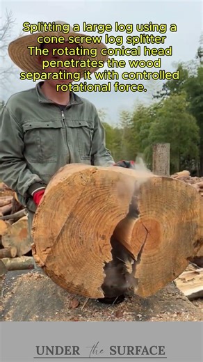 Cone Log Splitter Cutting Large Logs Efficiently