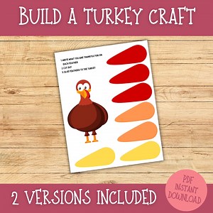 Build a Turkey Kids Craft | Printable Thanksgiving Craft | Printable Turkey Craft | Thanksgiving Printable | Thanksgiving Activity - Etsy