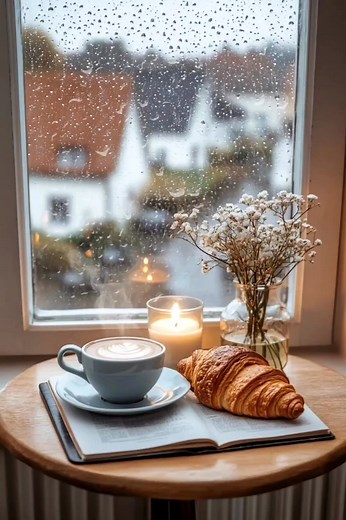 6.5K views · 101 reactions | Soft rain, warm coffee, and time standing still. ☕ #CozyVibes #RainyDayFeels #CoffeeAndRain #WarmAndCozy #SlowLiving #ComfortInTheLittleThings | Good Morning Sunshine | Facebook